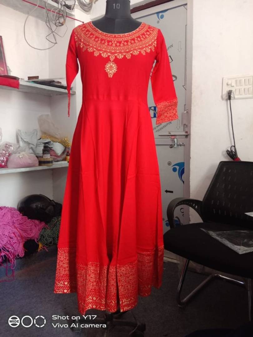 Women's Rayon Printed Anarkali Kurta